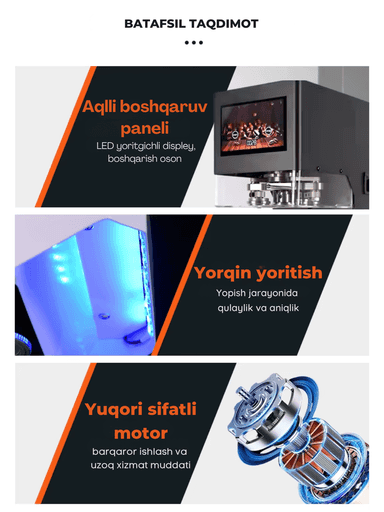 Alyuminiy bankalarni qopqoq bilan yopish va plastik butilkalarni muhrlash uchun moslam