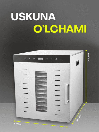 Sabzavot va mevalar uchun quritgich / meva, sabzavot va pastilalar uchun degidrator Uskunalar.uz US-12