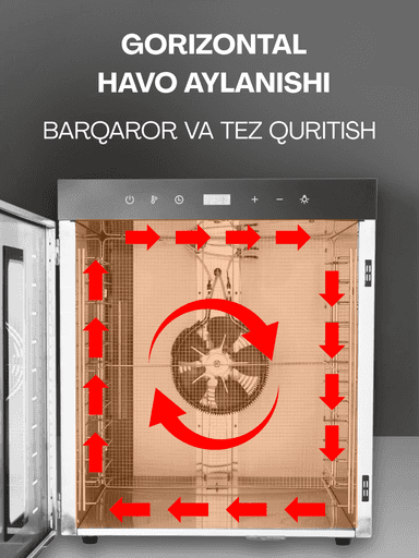 Sabzavot va mevalar uchun quritgich / meva, sabzavot va pastilalar uchun degidrator Uskunalar.uz US-12