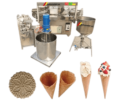 Muzqaymoq uchun vafli tayyorlash uskunasi 25 kg / soat