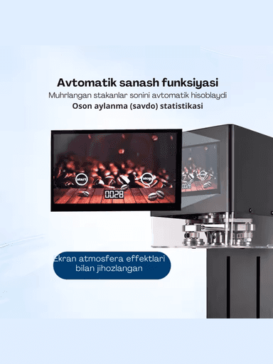 Alyuminiy bankalarni qopqoq bilan yopish va plastik butilkalarni muhrlash uchun moslam