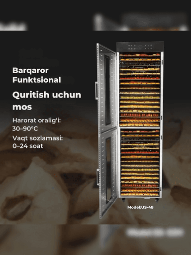 Sabzavot va mevalar uchun quritgich / meva, sabzavot va pastilalar uchun degidrator Uskunalar.uz US-48