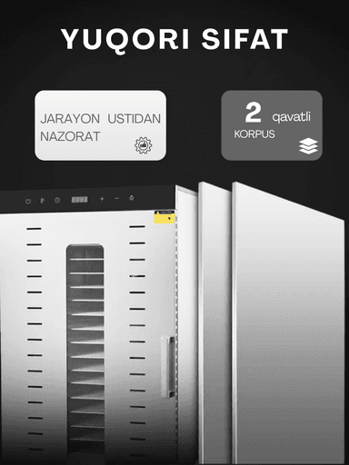 Sabzavot va mevalar uchun quritgich / meva, sabzavot va pastilalar uchun degidrator Uskunalar.uz US-20