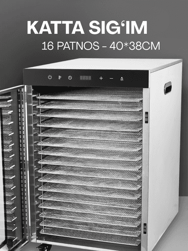 Sabzavotlar uchun  US-16 degidratori, Sabzavot va mevalar, mevalar va go‘sht uchun quritgich, ikki qatlamli, tijorat