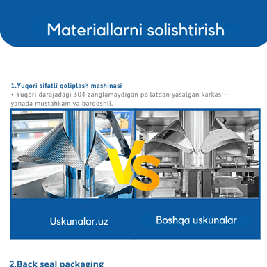 Avtomatik Vertikal Qadoqlash Uskunasi US-420 | Yuqori tezlikda Choy, Qahva, Ziravor, Un va boshqa kukunsimon oziq-ovqat mahsulotlarini qadoqlash stanogi