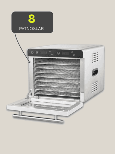 8 poddonli degidrator quritgich, meva va sabzavotlar uchun quritish uskunasi raqamli vaqt va haroratni nazorat qiluvchi