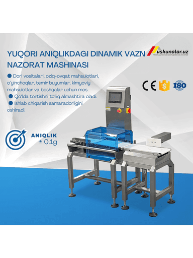Avtomatik Vazn Saralovchi (Checkweigher) | 0.1g Aniqlik, 1500g Gacha Mahsulotlar uchun