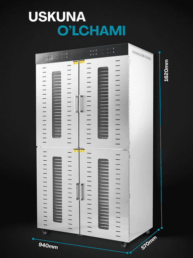 Quritgich-degidratatori Uskunalar.uz US-80, sabzavot, meva va go‘sht uchun mo‘ljallangan.