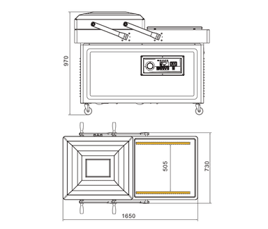 Ikki kamerali vakumli qadoqlash uskunasi US-DZ-700/2SB