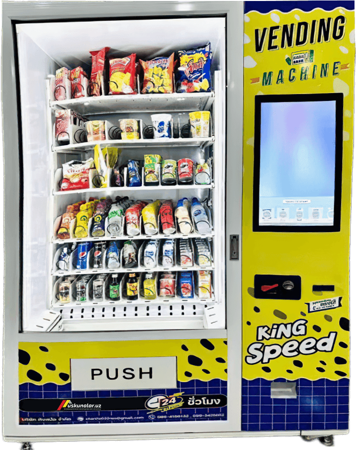 Vending machine for drinks and snacks
